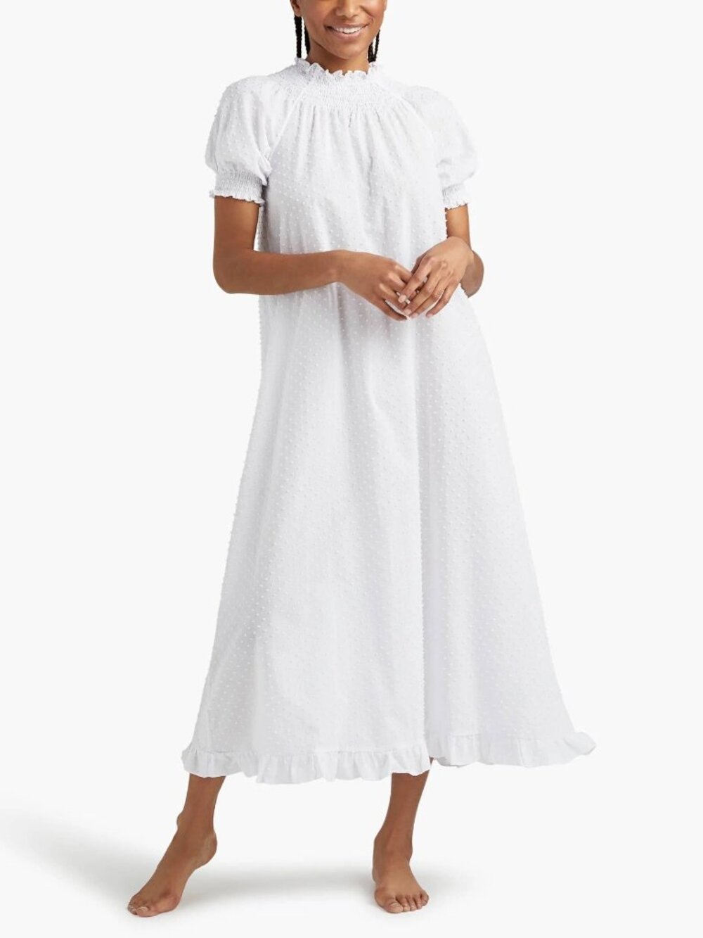 Hill House The Caroline Nap White Swiss Dot Maxi Cottagecore Dress M